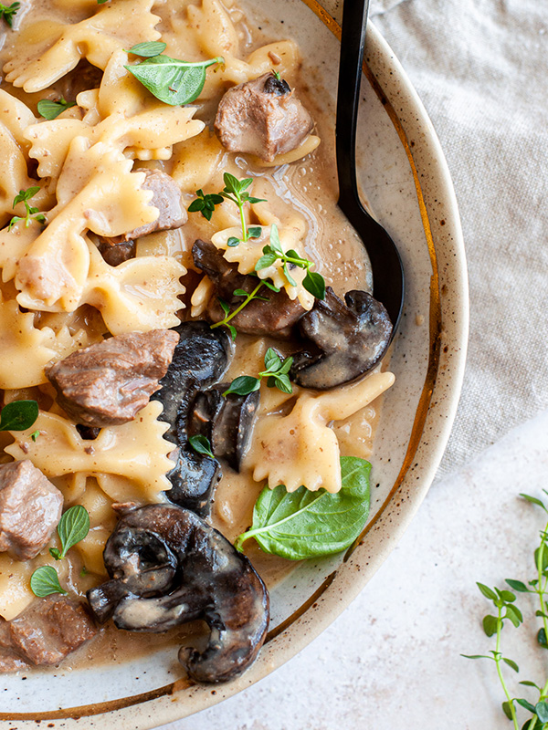 creamy beef stroganoff