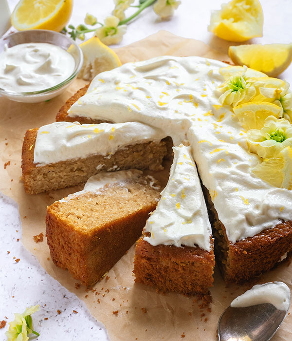Lemon Olive Oil Cake with Honey Meringue