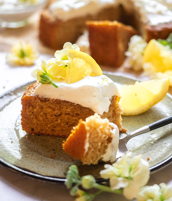 Lemon Olive Oil Cake with Honey Meringue