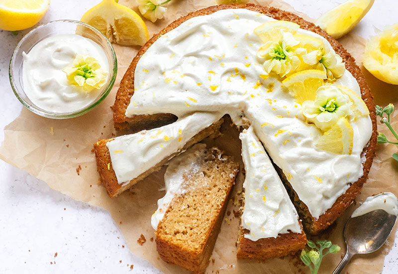 Lemon Olive Oil Cake with Honey Meringue
