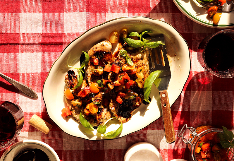 Paleo Bruschetta Chicken with Honey Balsamic Glaze