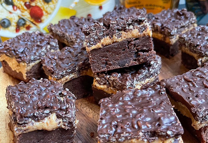 Chocolate Peanut Butter Crisp Bars
