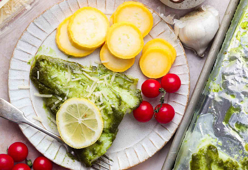 Kale Pesto with Roasted Cod