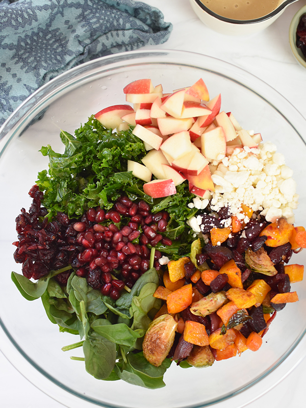 Fall Harvest Salad with Maple Tahini Dressing 