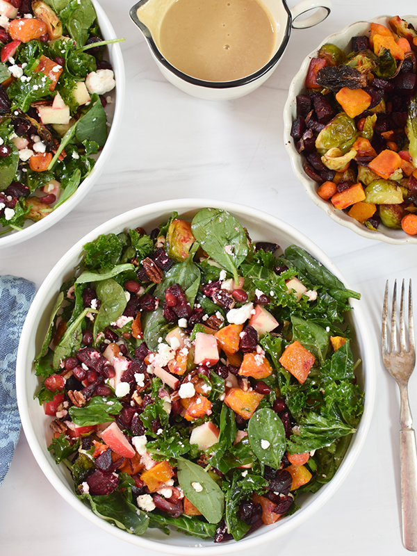 Fall Harvest Salad with Maple Tahini Dressing 