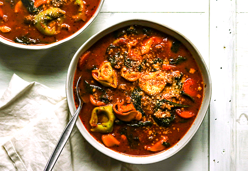 Slow Cooker Sausage Tortelloni Soup