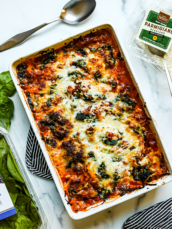 Spinach and ravioli bake