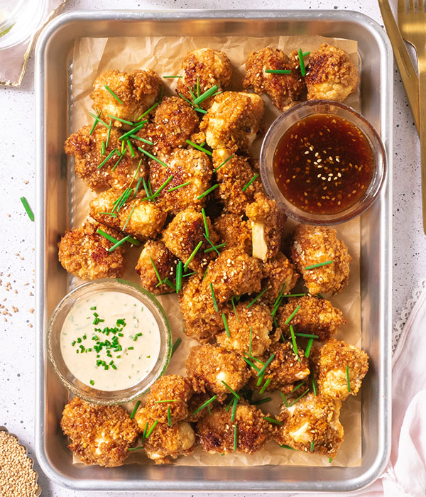 Sticky Sesame Baked Cauliflower Bites