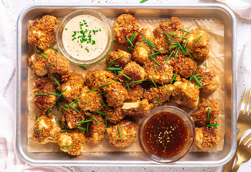 Sticky Sesame Baked Cauliflower Bites