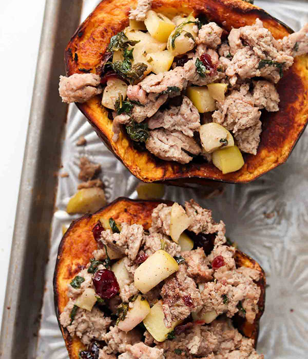 Turkey and Kale Stuffed Acorn Squash