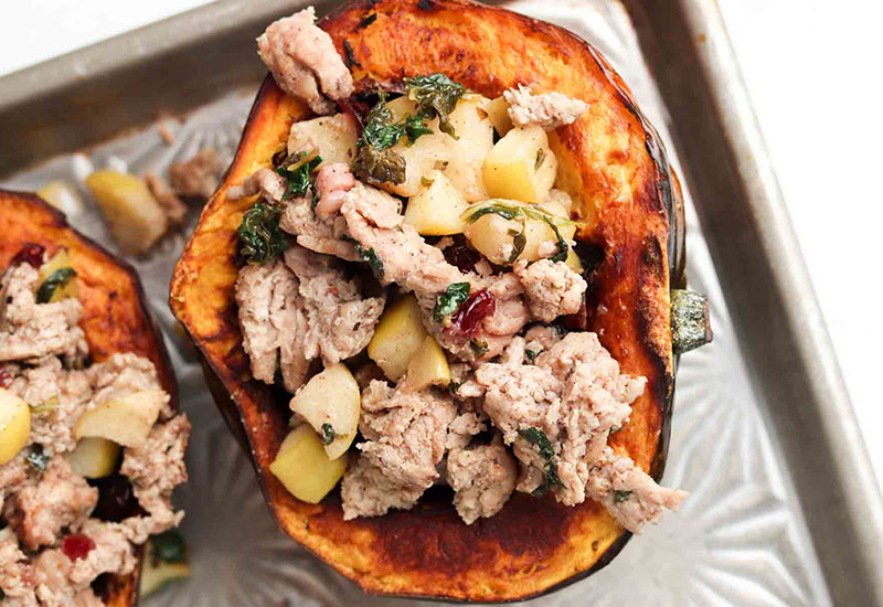 Turkey and Kale Stuffed Acorn Squash