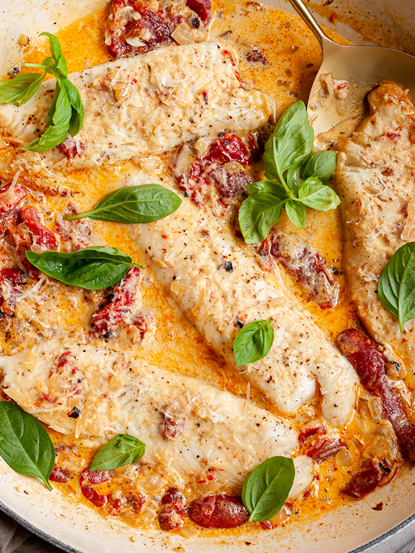 Tilapia and Roasted Red Pepper Skillet