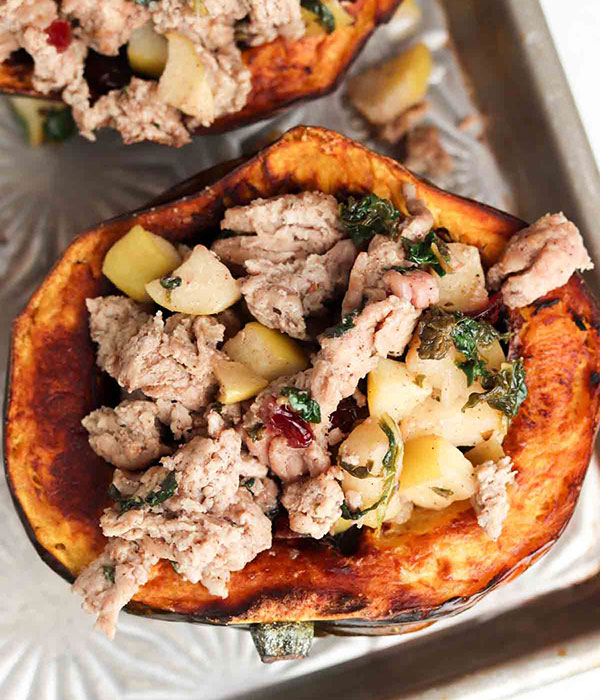 Turkey and Kale Stuffed Acorn Squash