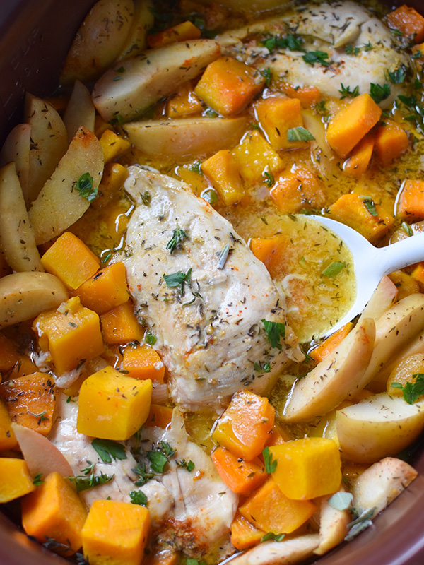 Apple Butternut Squash Crock Pot Chicken 