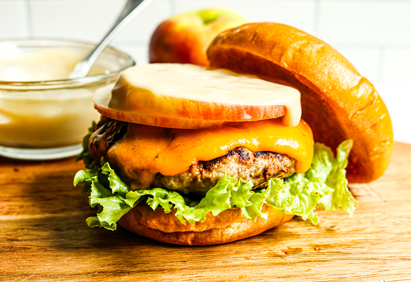 Apple Cheddar Turkey Burger with Maple Dijon Mayo