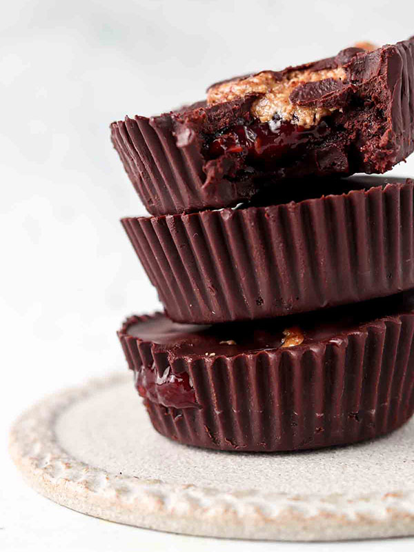 Dark Chocolate PB&J Cups