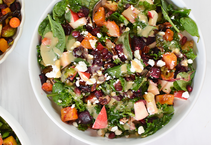 Fall Harvest Salad with Maple Tahini Dressing