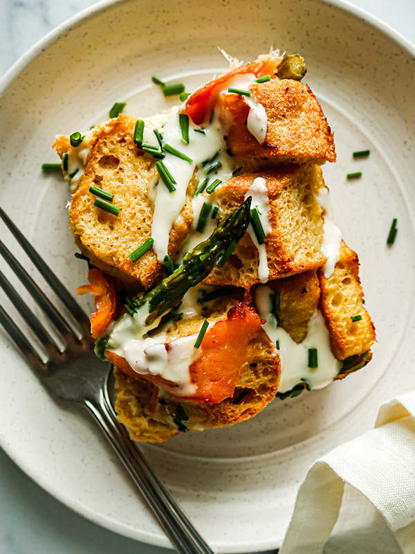 Overnight Eggs Benedict Casserole with Smoked Salmon 