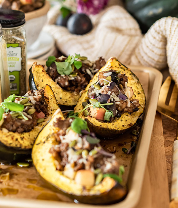Sausage and Mushroom Stuffed Acorn Squash