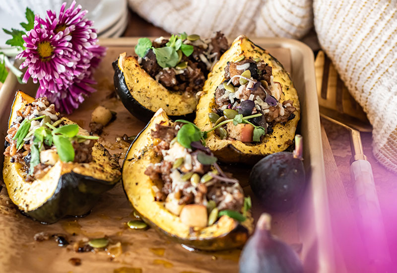 Sausage and Mushroom Stuffed Acorn Squash