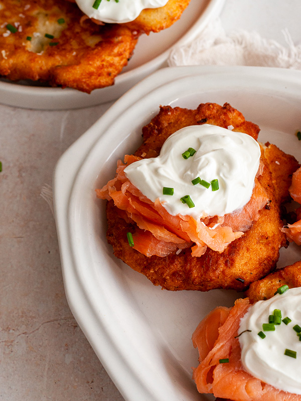 Smoked Salmon and Mashed Potato Fritters