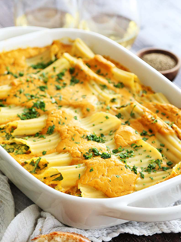 Sausage Manicotti with Pumpkin Sauce