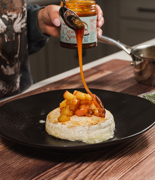 Baked Brie with Apples and Salted Caramel