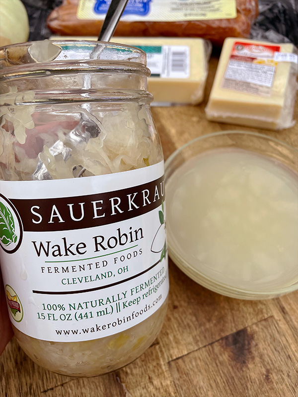 Skillet Sauerkraut Kielbasa And Pierogi Bake