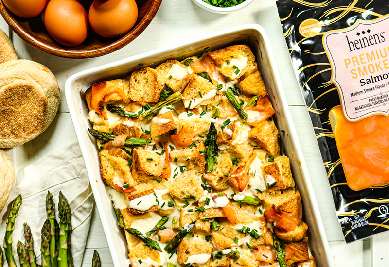 Overnight Eggs Benedict Casserole with Smoked Salmon
