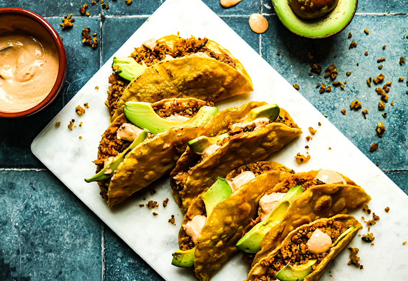 Cauliflower Quinoa Tacos with Chipotle Ranch