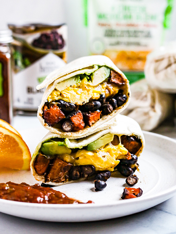 Sweet Potato Black Bean Freezer Breakfast Burritos