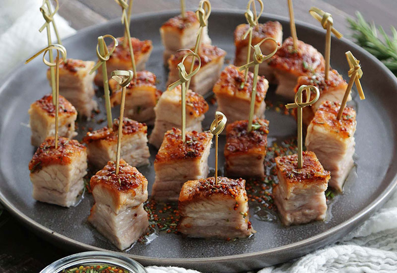 Maple Rosemary Pork Belly Bites