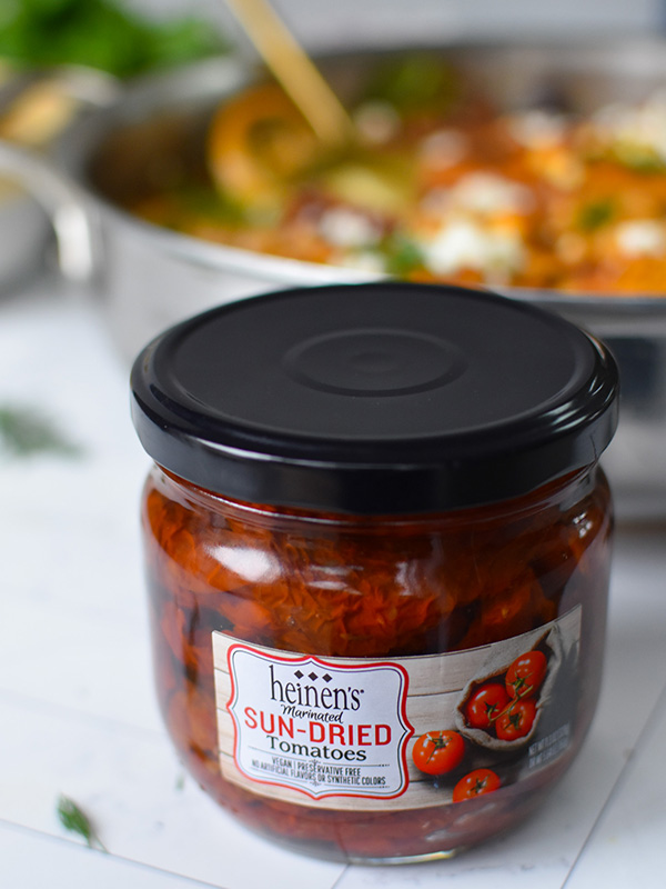 One Skillet Greek Sun-dried Tomato Chicken and Farro