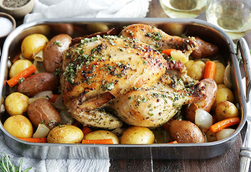 Garlic and Rosemary Whole Roasted Chicken
