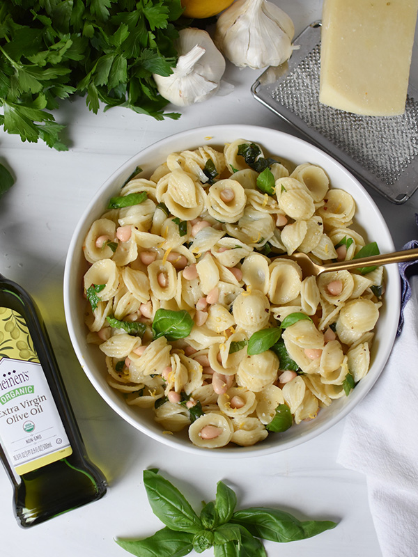 Lemon Basil Pasta with White Beans
