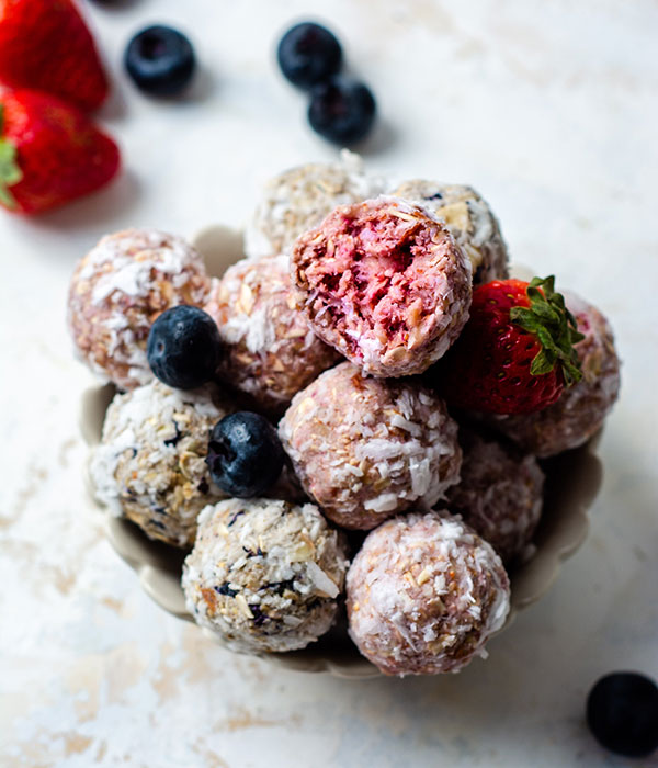 Strawberry and Blueberry Energy Bites