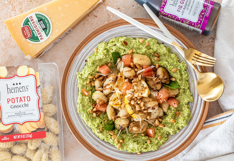 Toasted Gnocchi with Parmesan Pea Puree