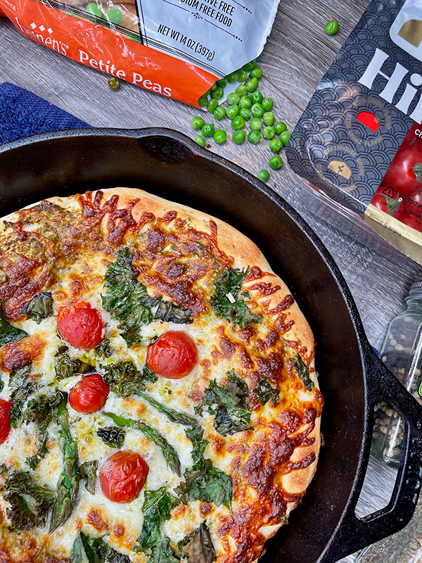 Spring Vegetable White Skillet Pizza