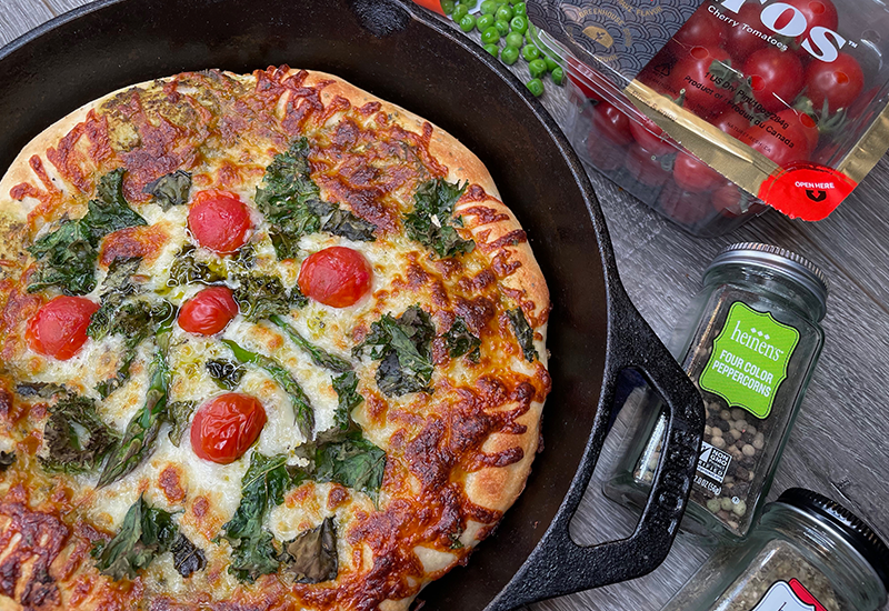 Spring Vegetable White Skillet Pizza