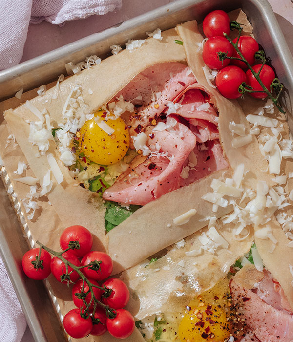 Baked Ham and Egg Crepes