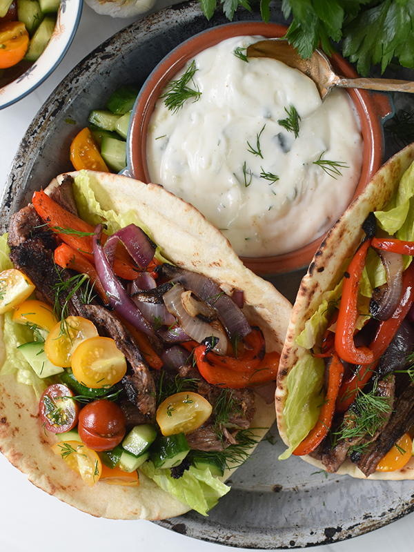 Grilled Skirt Steak Gyros