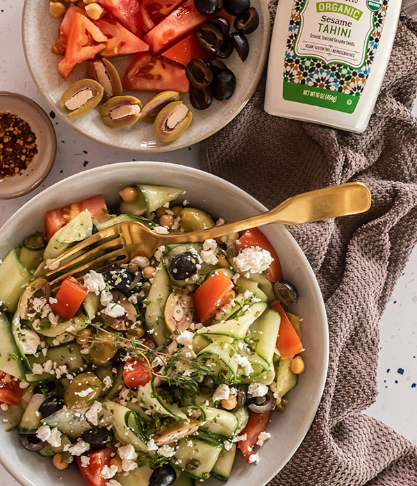 Shaved Cucumber Greek Salad