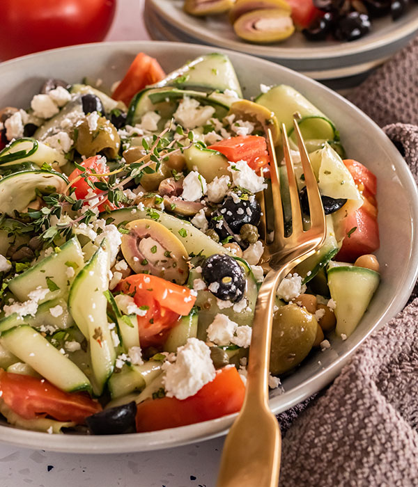 Shaved Cucumber Greek Salad