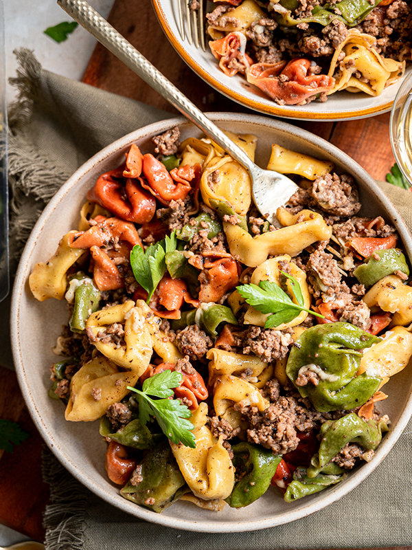 Cheesy Beef Tortellini Skillet