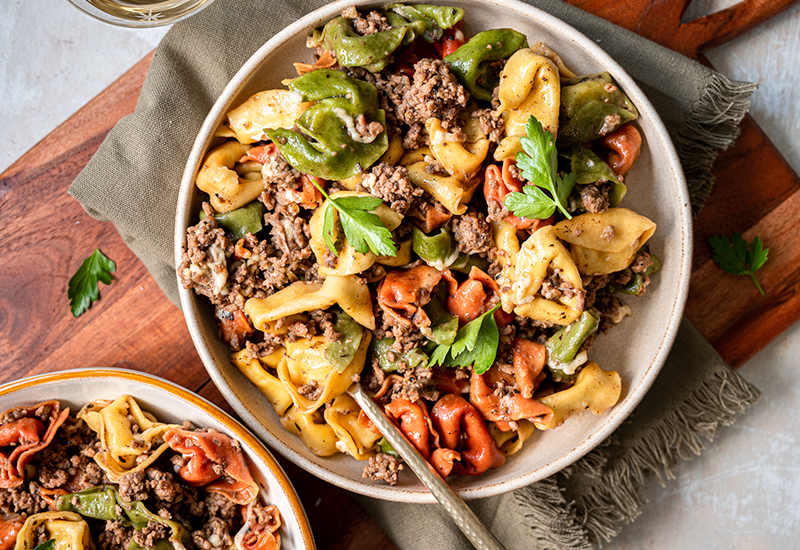 Cheesy Beef Tortelloni Skillet