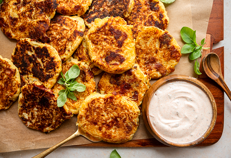 Bacon Cheddar Spaghetti Squash Fritters