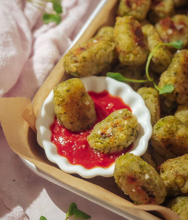 Baked Broccoli Tater Tots in Ketchup