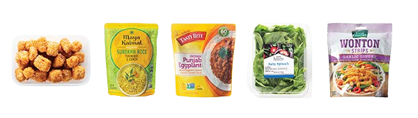 Sweet Chili Tofu with Braised Spinach and Eggplant Ingredient Packaging