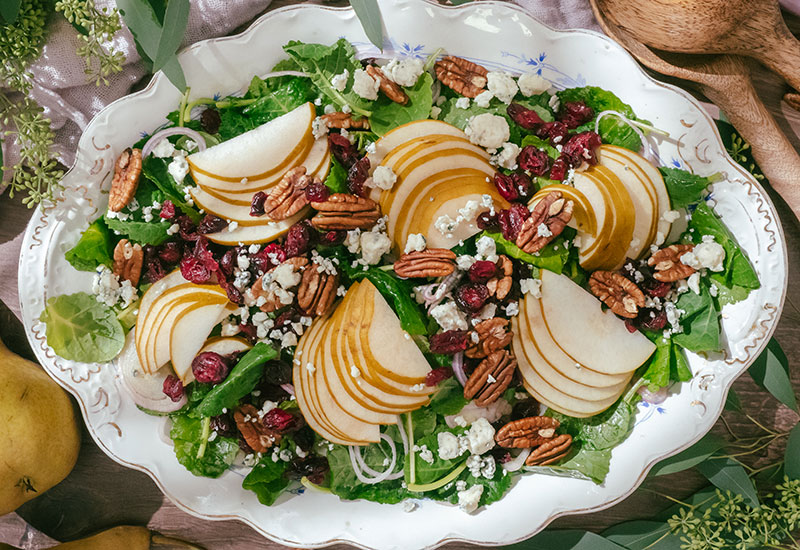 Pear, Baby Kale, and Blue Cheese Salad