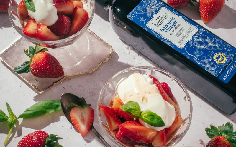 Balsamic Strawberries & Cream